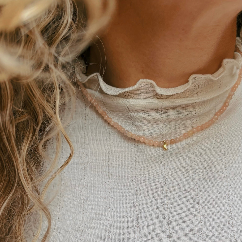 Opaline maansteen hanger: 14k gouden ketting, geboortesteen oktober - België